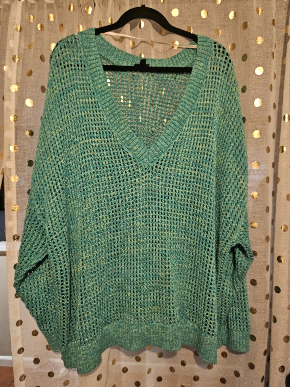torrid Open-Weave V-Neck Sweater in Teal